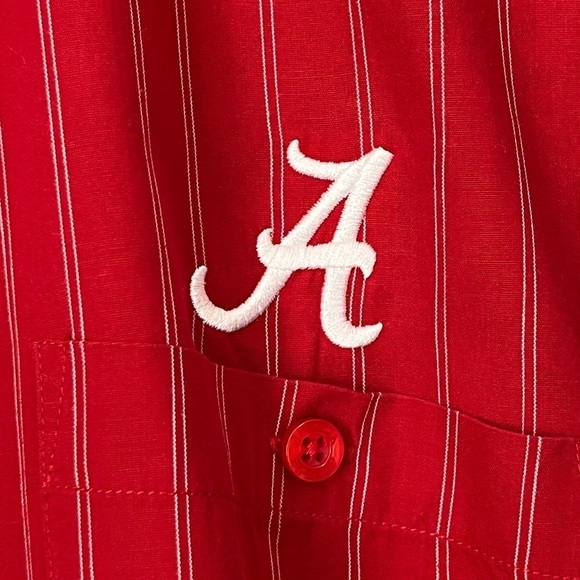 University of Alabama Antigua Red Striped Button-down Shirt Size Medium - Picture 5 of 13